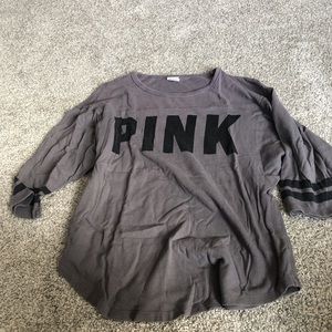 PINK grey baseball sweater
